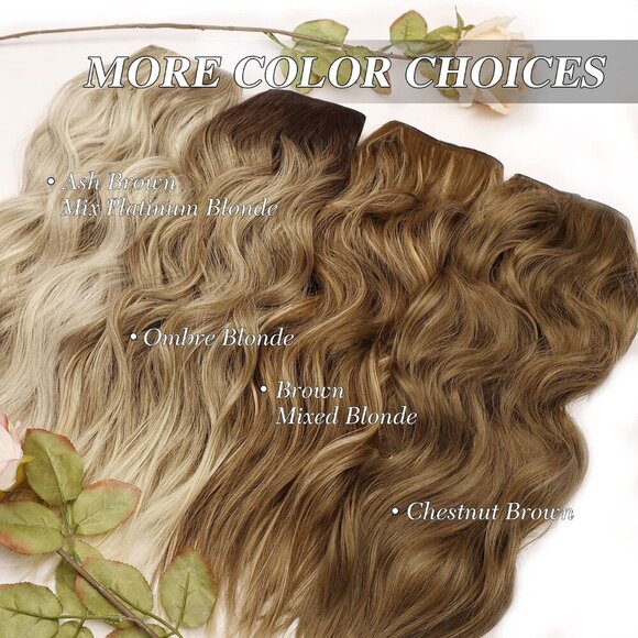Hair Extensions Synthetic 20 Inch Wavy Invisible Wire for Women Ash Blonde main image 2